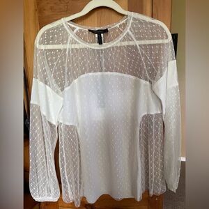 NWT BCBGMAXAZRIA Off White Sheer Top